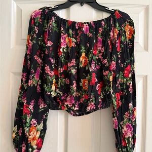 Vici Black Floral Off-Shoulder Blouse